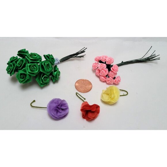 Vintage Lot of 20 Miniature Dollhouse Garden Craft Trees Glitter Birds Flowers - Picture 7 of 7